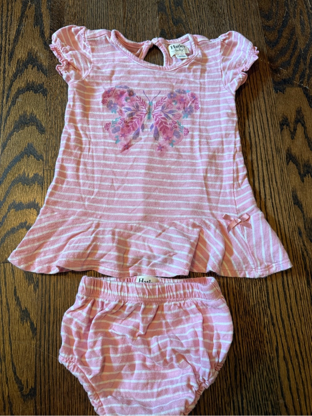 Hatley Pink & White Striped Butterfly Tunic Set